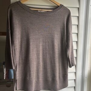 LOFT Taupe Brown Lightweight Boatneck Sweater